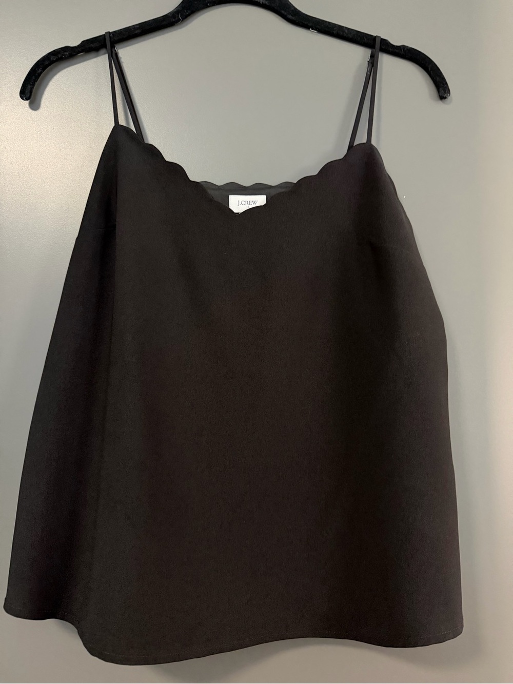 J. Crew Black Scalloped V-Neck Spaghetti Strap Camisole